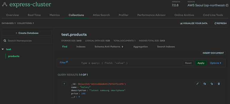 MongoDB delete 요청 결과